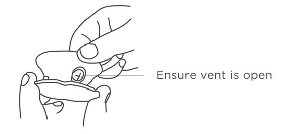 Diagram showing ensure vent is open